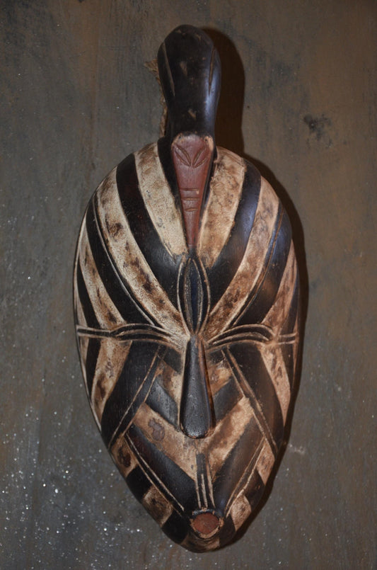 Songye Kifwebe Bird Mask – 13" Hand-Carved Wood Congo Art – Wall Decor
