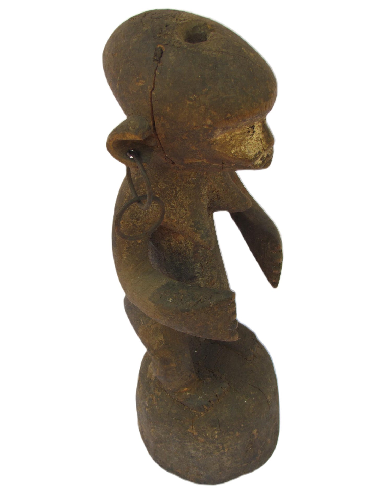 Figure féminine debout sculptée en bois de Lega Bwami, RD Congo, Afrique centrale