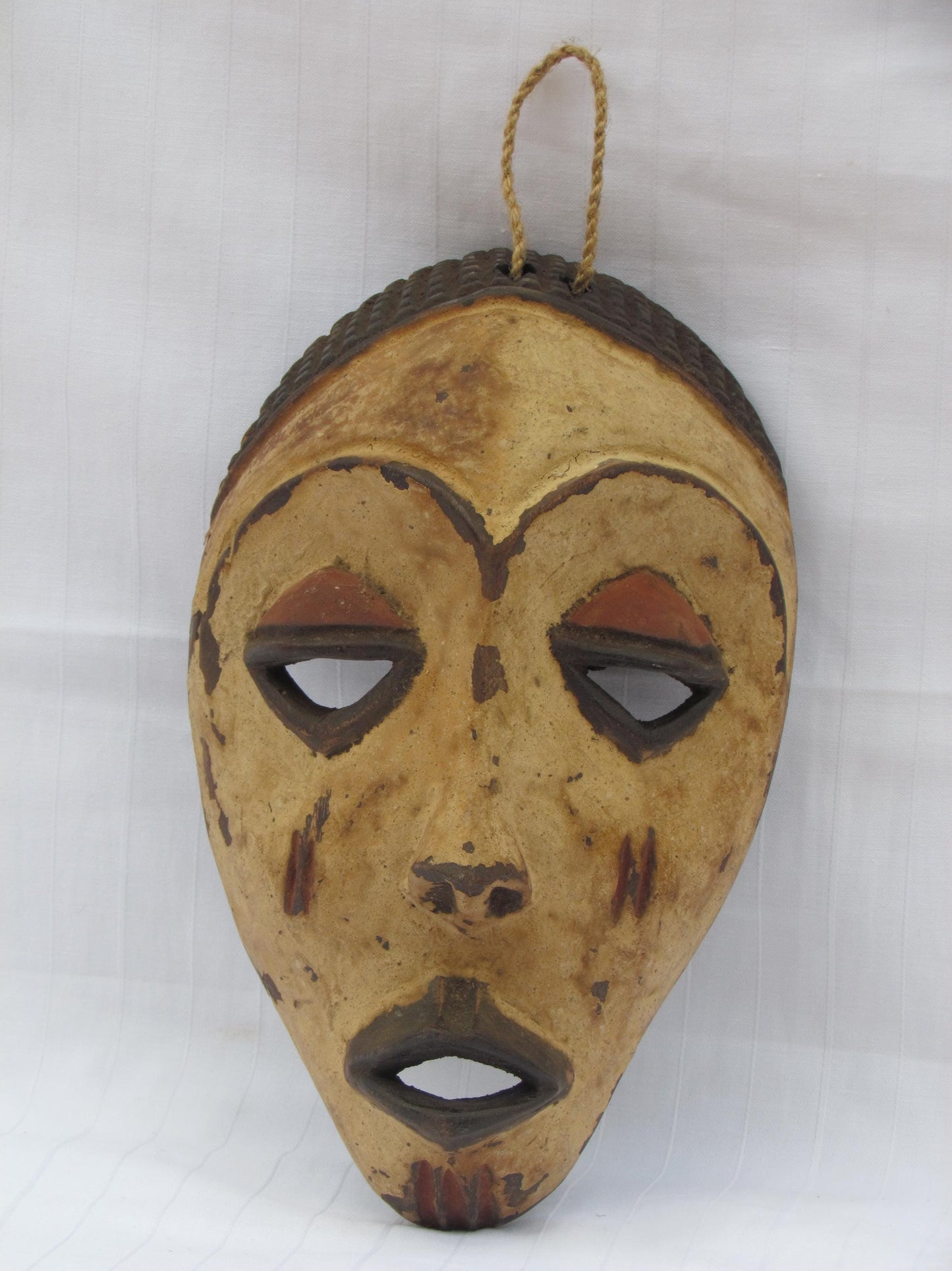 Vintage hand carved wall hanging African traditional wooden mask from D.R.C