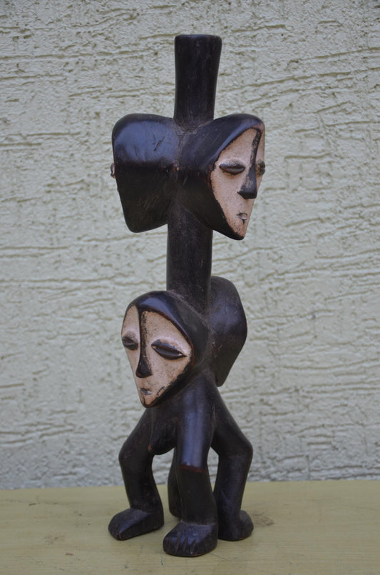 Lega Multi-Headed Wooden Figure | DRC Ethnographic Art