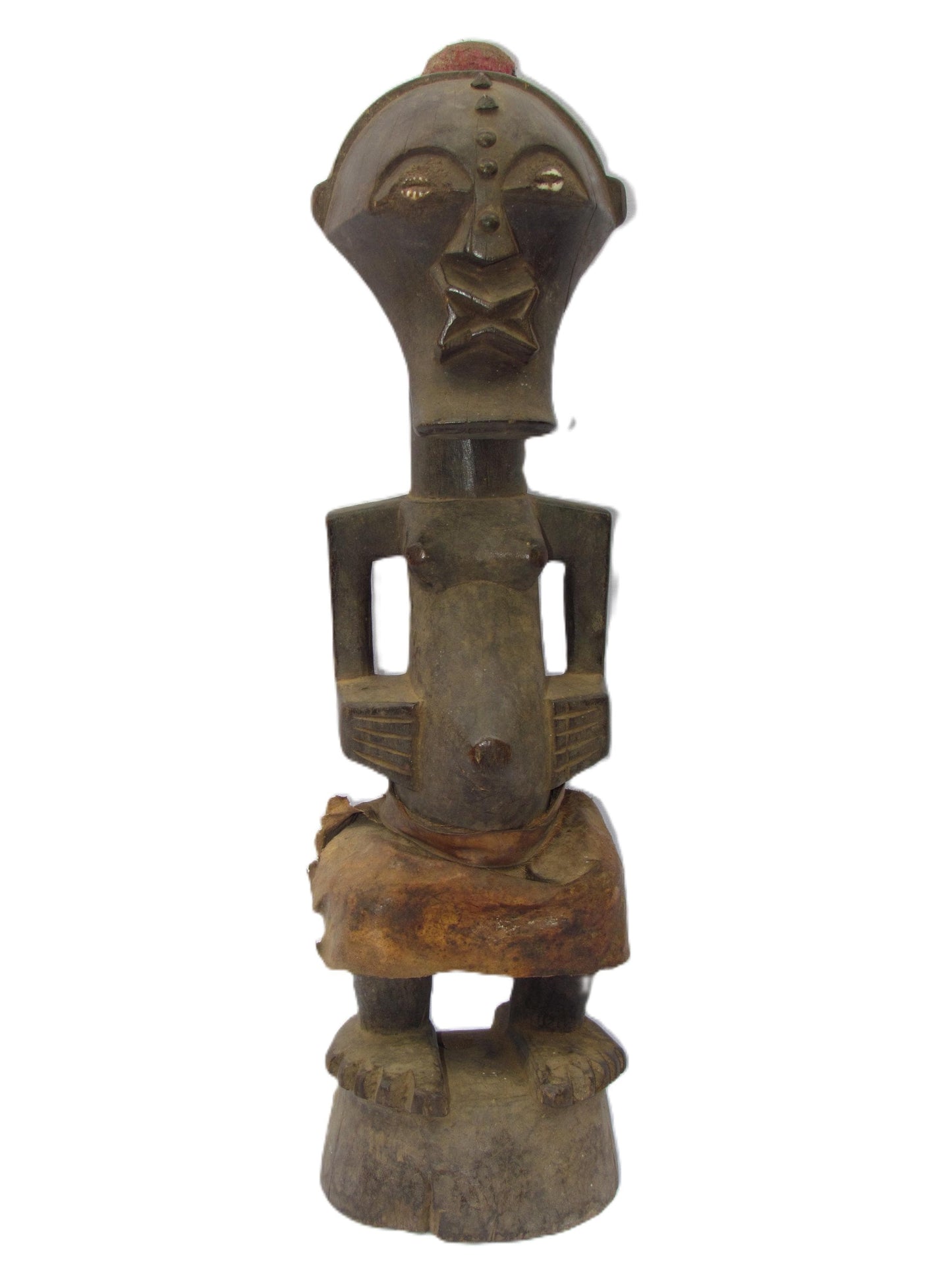 Une statue tribale originale en bois « Amitié » de Songye, datant de la RDC.