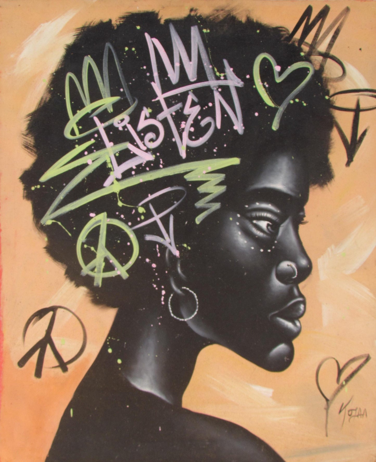 Tableau mural représentant une femme noire africaine – Impression sur toile abstraite, décoration d'intérieur afrocentrique, portrait de jeune fille africaine moderne, art noir pour le salon