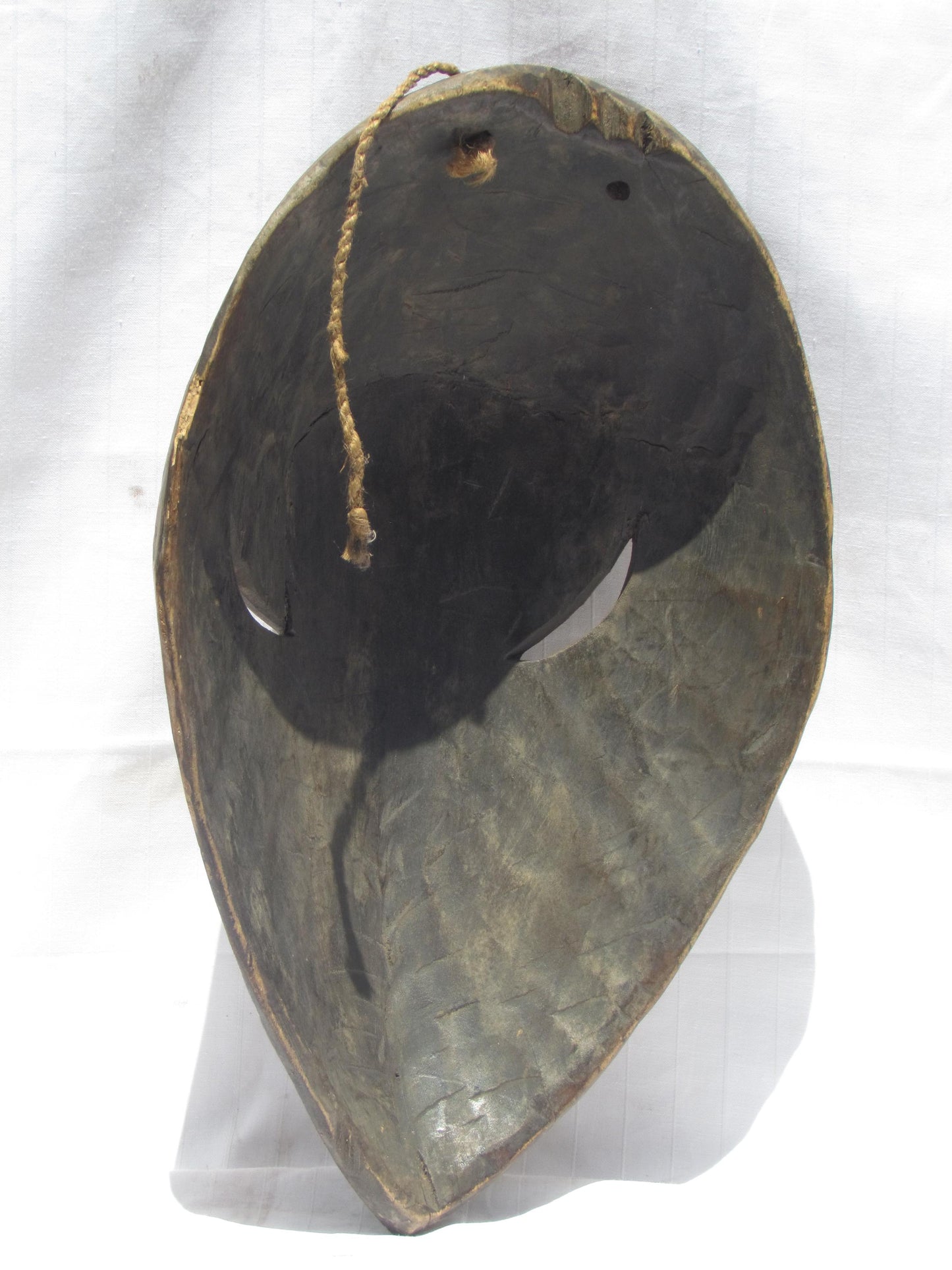 Vintage hand carved wall hanging African traditional wooden mask with a long nose from D.R.C.