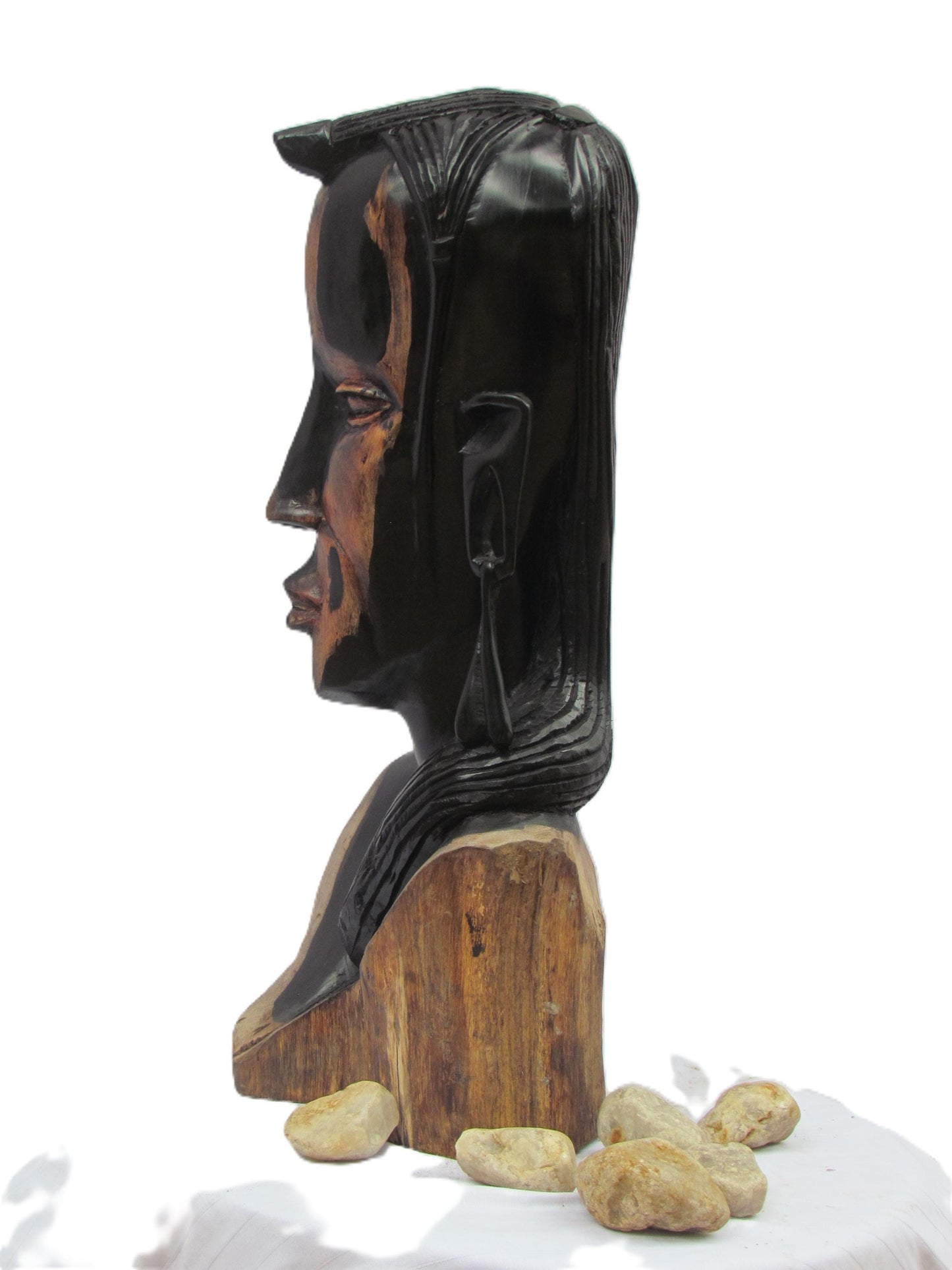 Statue de guerrier Massaï – Sculpture en bois noir sculptée à la main de Tanzanie – Décoration d'art africain pour étagère ou cadeau