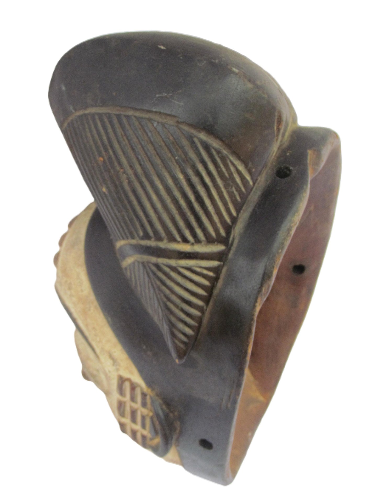 Bapunu White Africa Face Mask from Gabon, Tribal Art, Hand carved-Mask