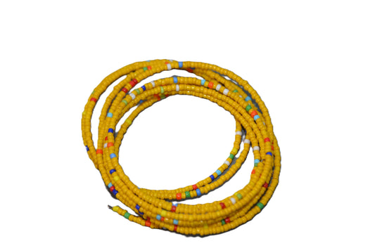 Colorful Adult Spring Wrap Bracelet, African Beaded Multi-Layer Coil Bangle, Bright Boho Stackable Jewelry