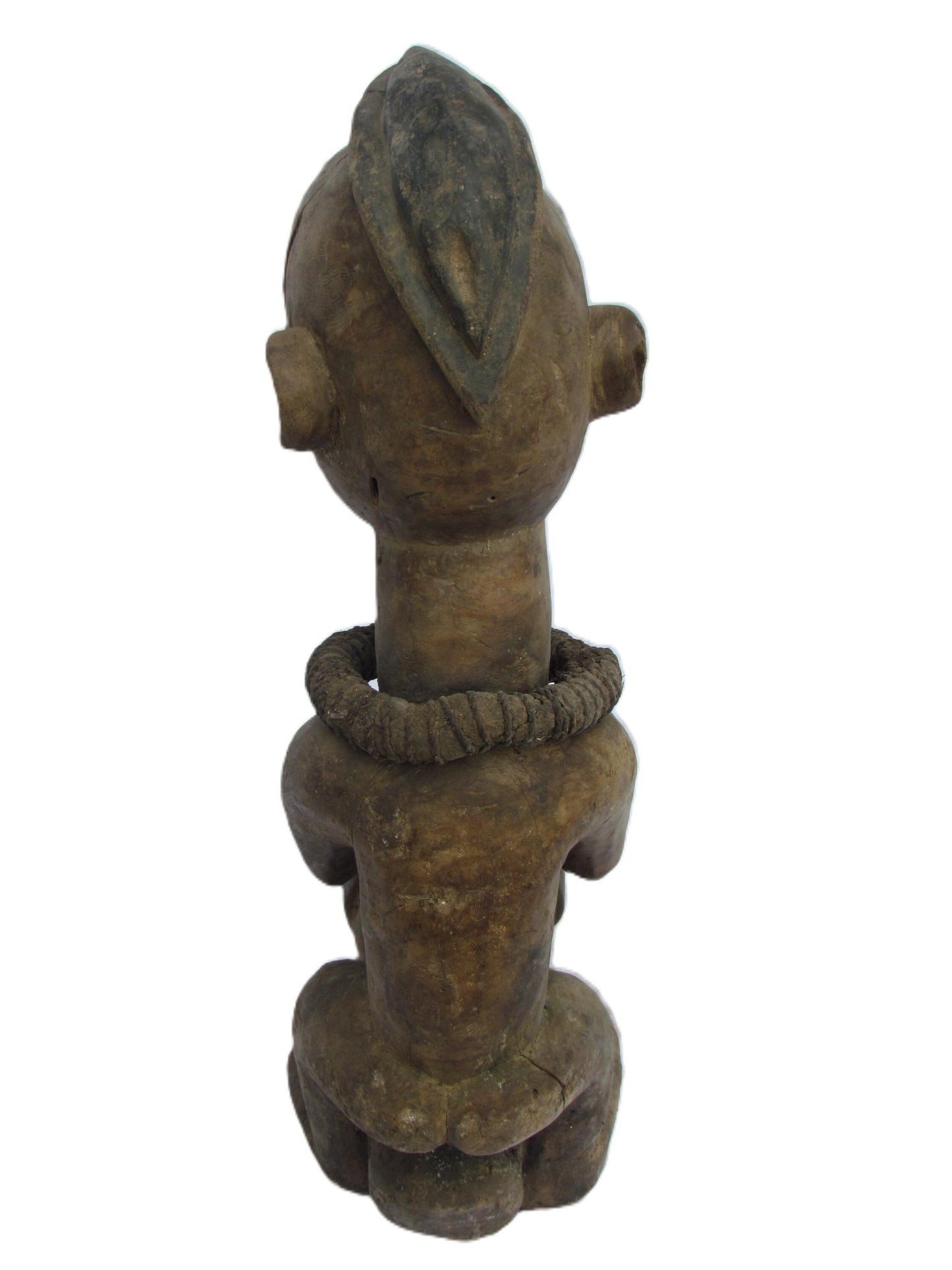 Statue masculine primitive en bois Ngwaka Sculpture antique vintage du Congo.