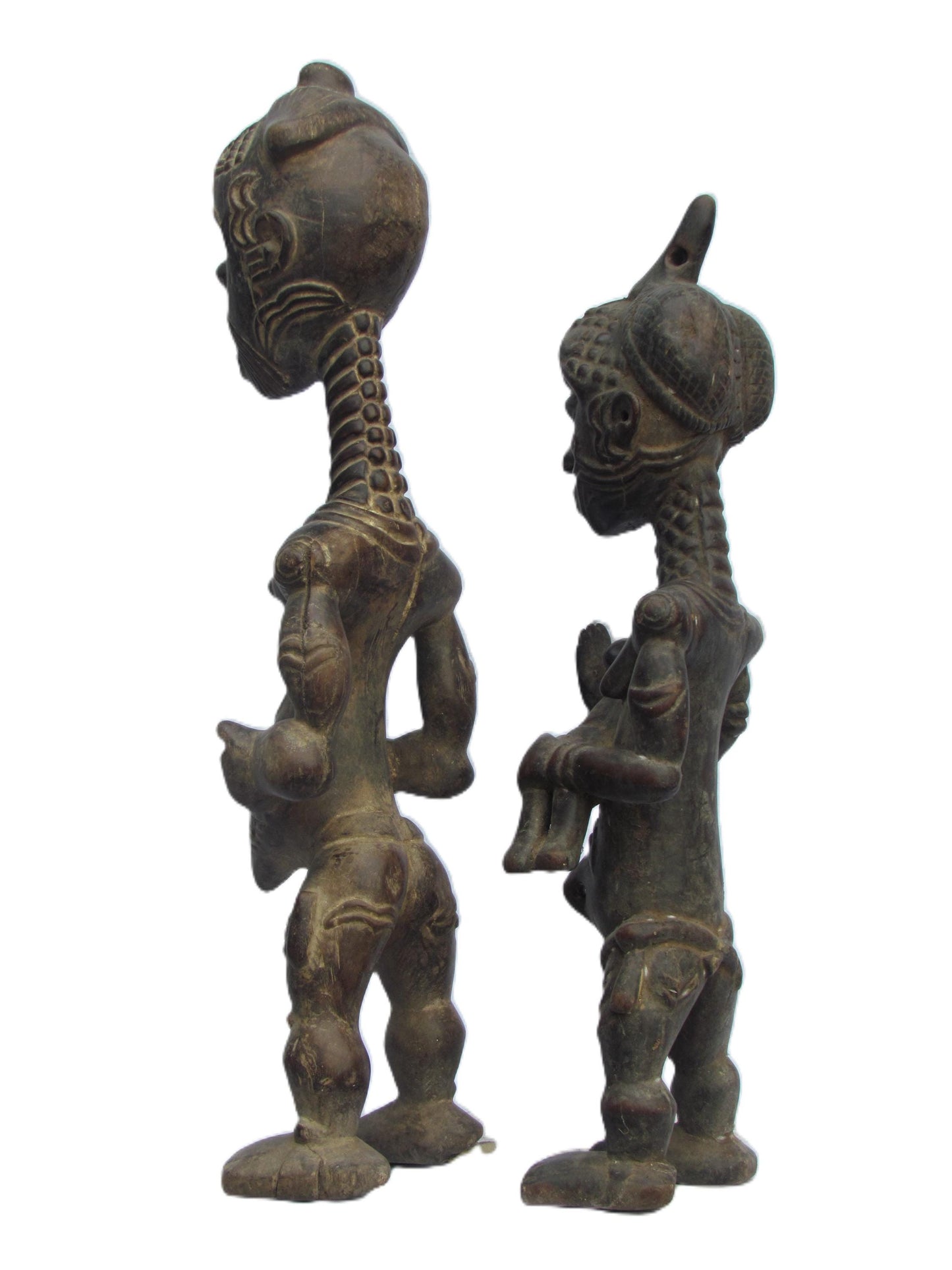 Statue de couple Bene Lulua – Art tribal du Congo sculpté à la main | Sculpture africaine en bois | Figurine ancestrale sur socle personnalisé