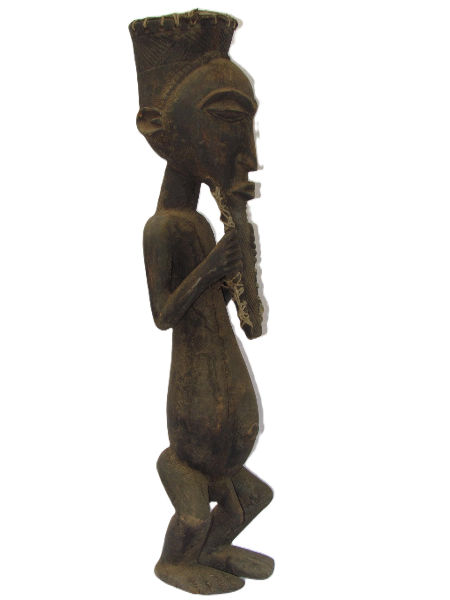Kusu Wise Man Statue – 29" Hand-Carved Wood – Congo Tribal Ancestor Figure