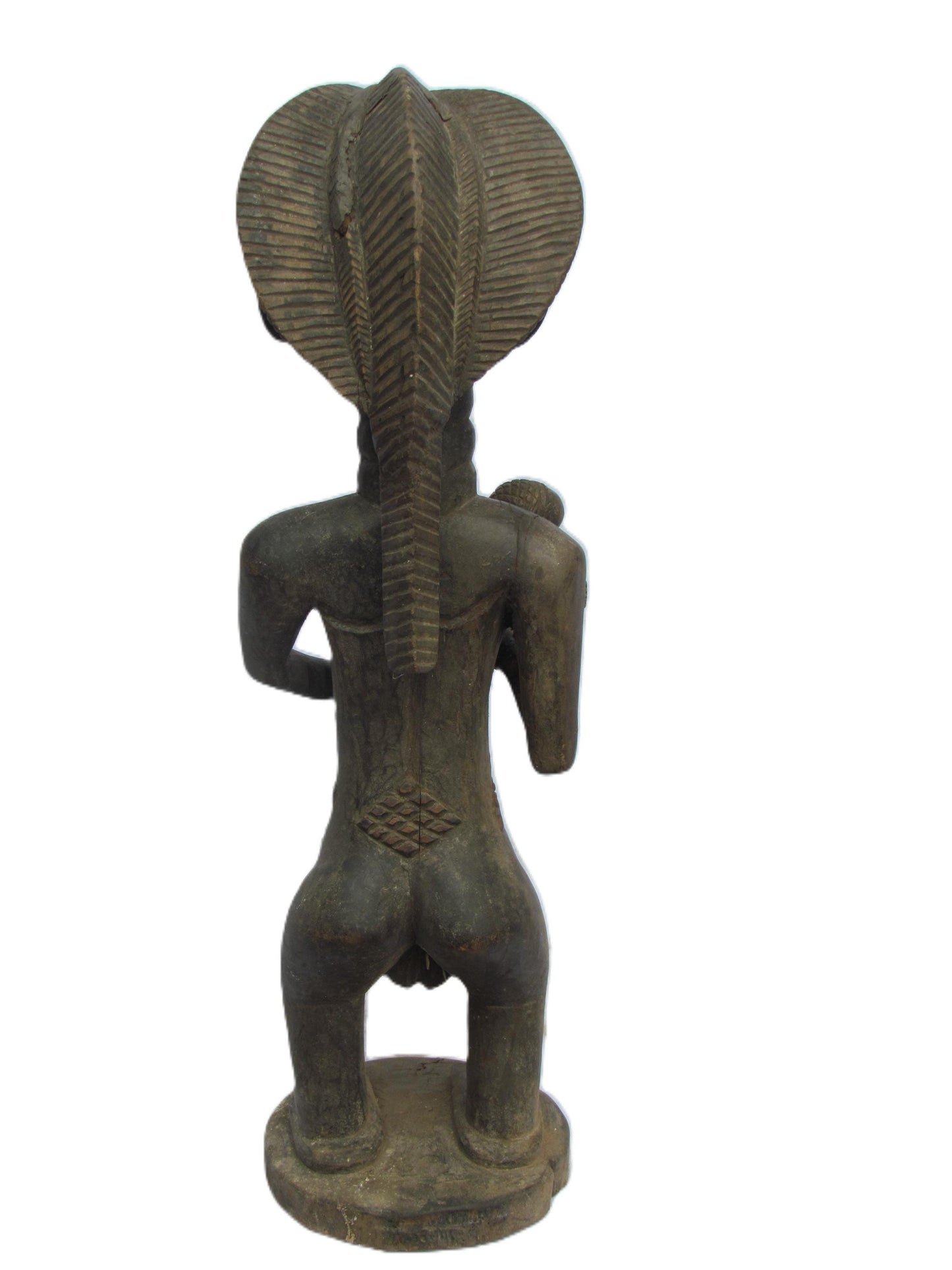 Luba Maternity Statue | Large Standing Wood Figure | Congo Tribal Tall Mother Child Art