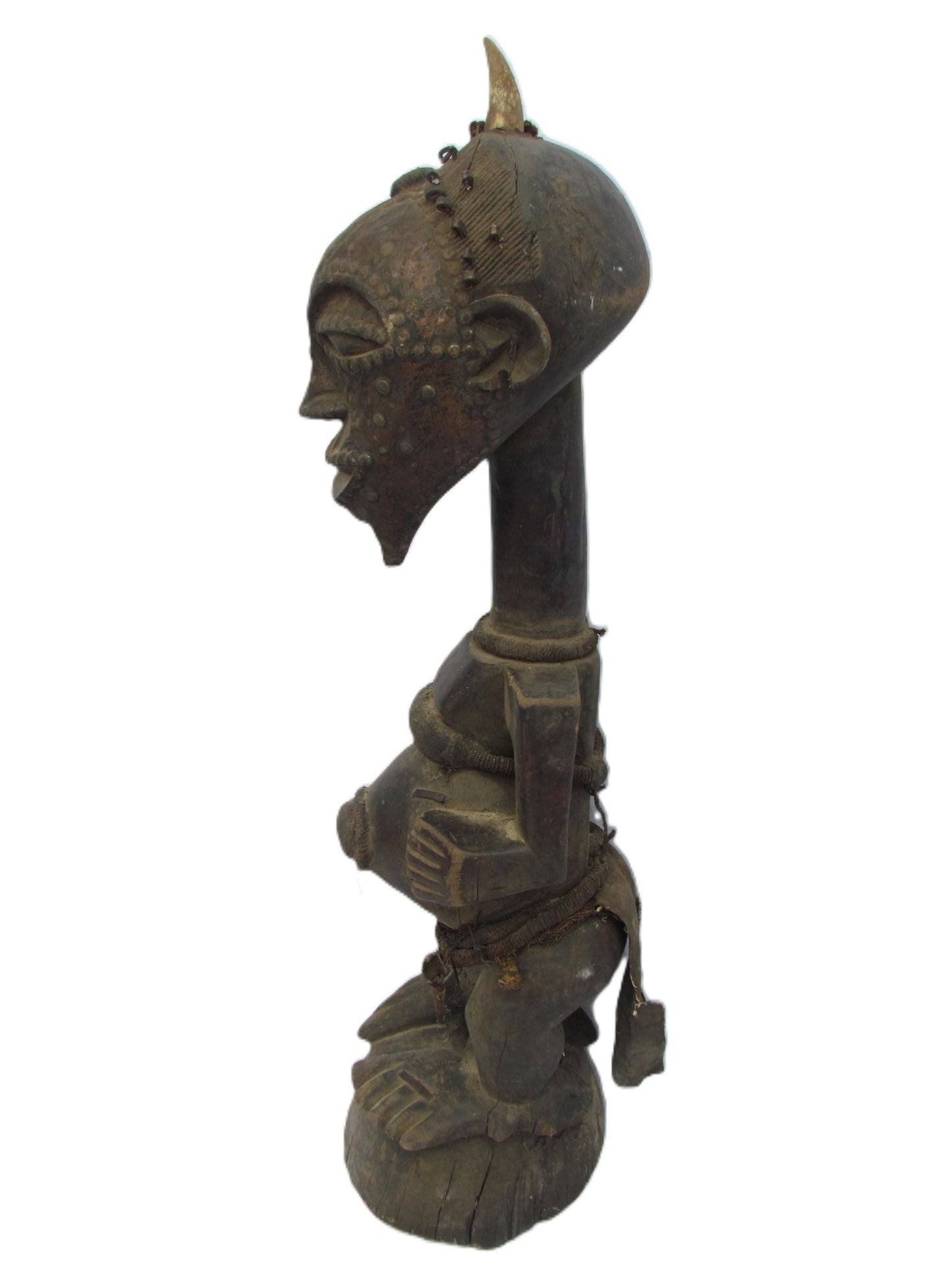 Antique 34" Songye Manjiante Power Figure – Hand-Carved Congo Wood Sculpture