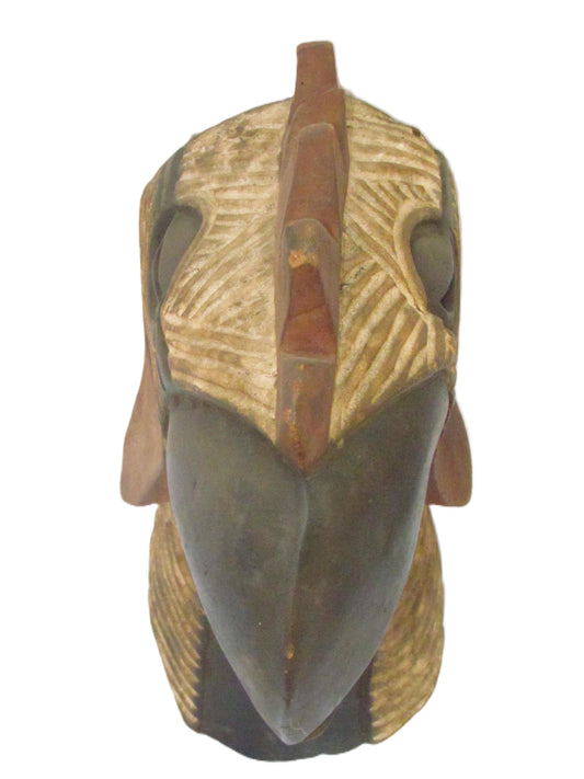 Luba Bird Mask | Authentic Congolese Tribal Art | Hand-Carved Wood Ritual Wall Hanging