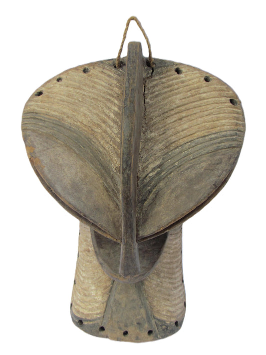 Songye Kifwebe Mask – 17" Hand-Carved Wood – Congo Tribal Wall Art Sculpture