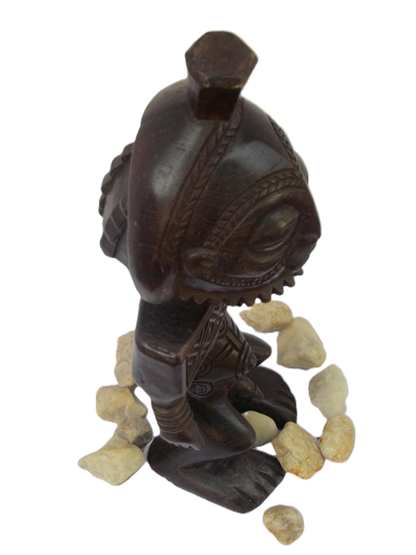 Antique Buyu Warrior Statue – Hand-Carved Wood Sculpture – Congo Ancestor Art