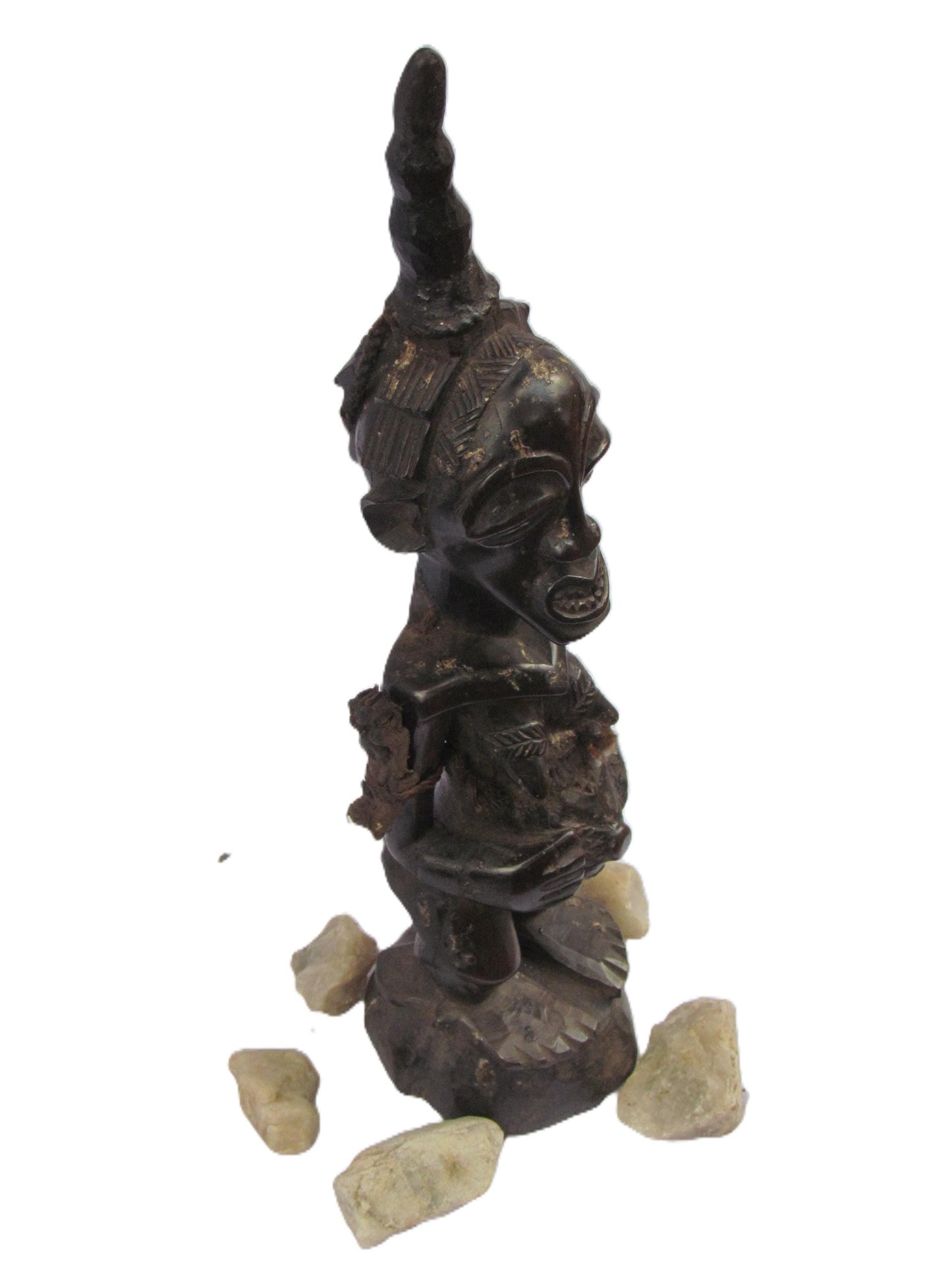 Songye Male Power Figure – Nkisi Wood Sculpture – Congo & Zambia Tribal Art