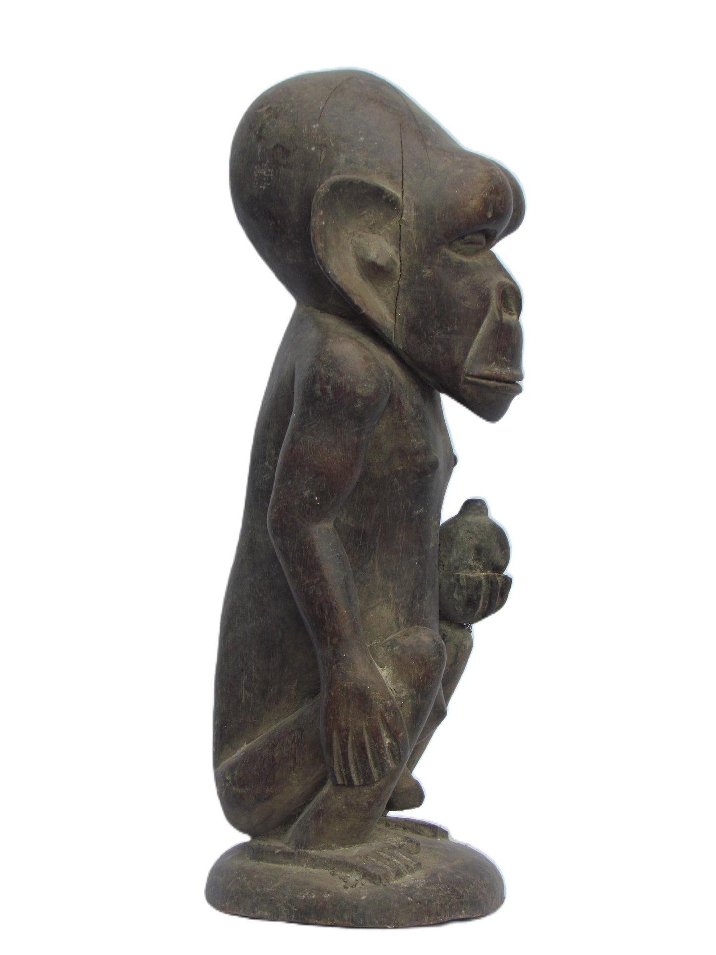 Hemba Soko Male Figure – 24" Custom Base – Congo DRC African Chimpanzee Art