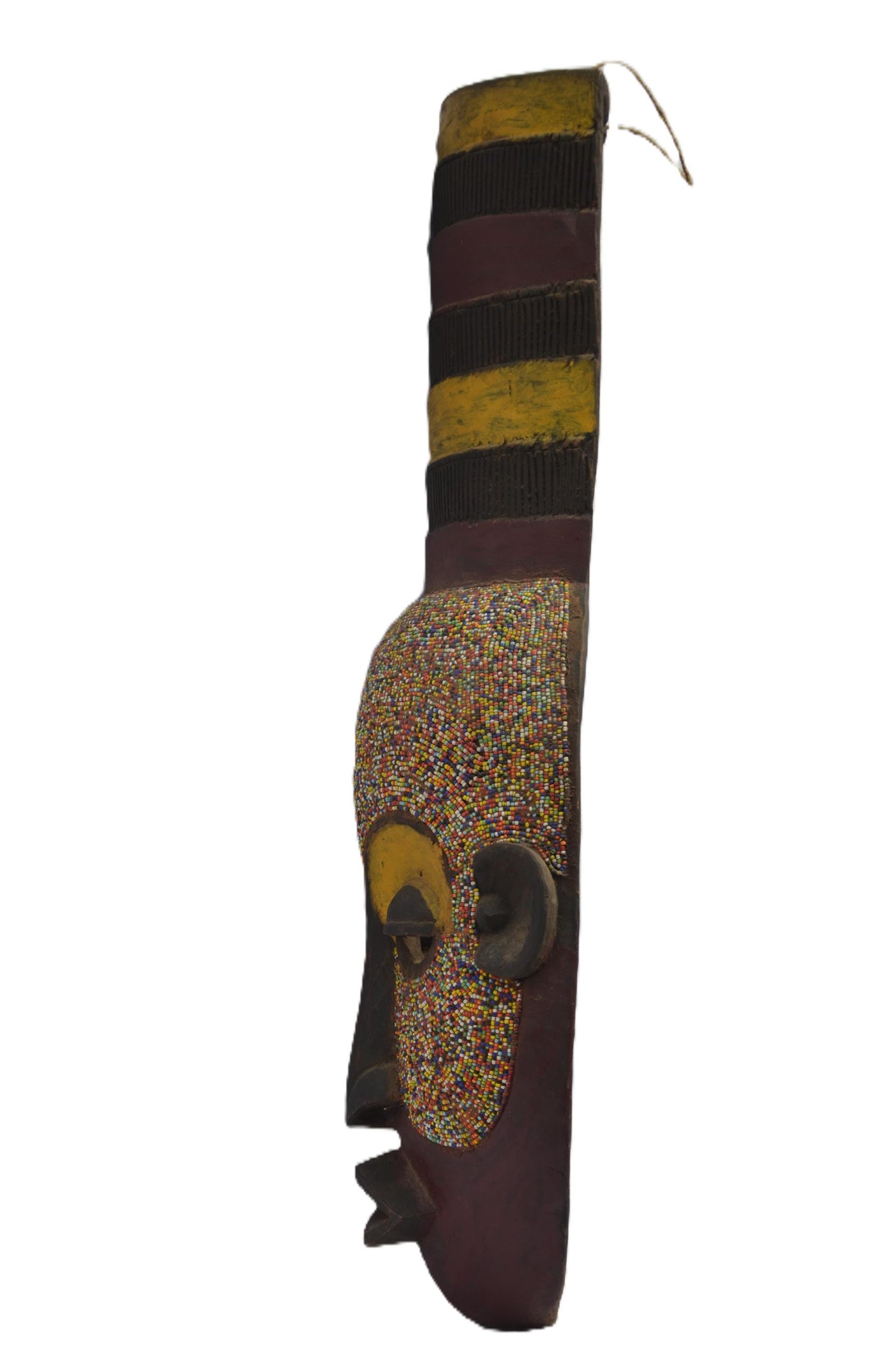 Beaded Tabwa Mask, African Tribal Wall Decor, Handmade Ethnic Art