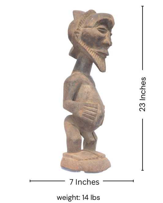 Authentic Hemba Male Statue | African Tribal Art | Hand-Carved Congo Figurine