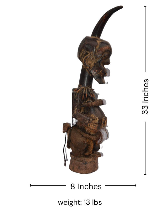 Male Songye Statue, African Tribal Sculpture, Handmade Congo Art Decor