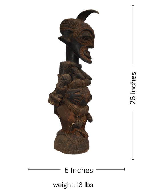 Female Songye Statue, African Tribal Sculpture, Handmade Congo Art