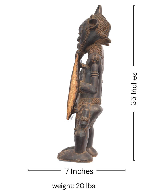 Benelulua Warrior Statue, African Tribal Sculpture, Rare Congo Art