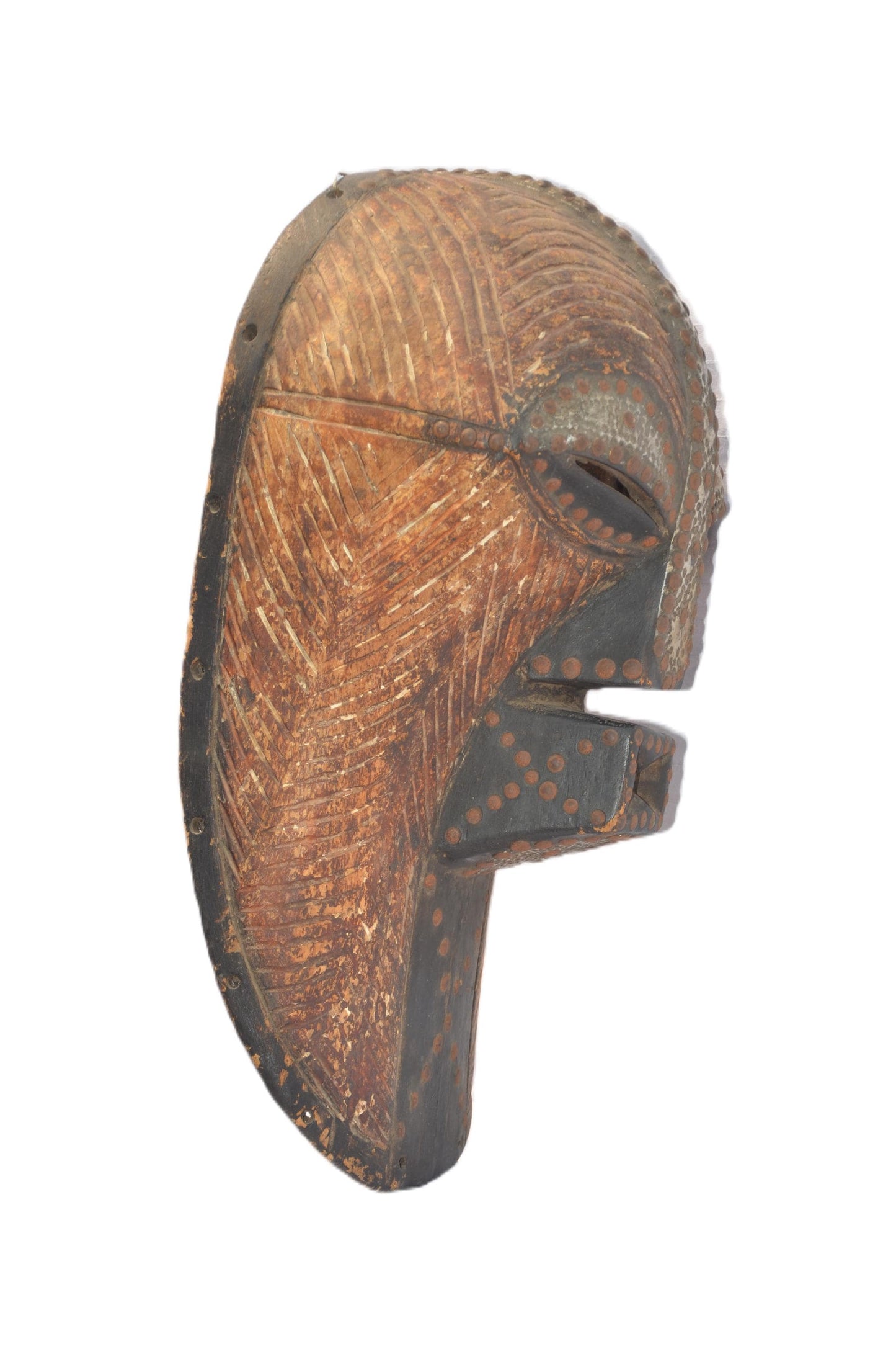 Songye Tribal Mask – Hand-Carved Wood Wall Decor – Congo African Ritual Art
