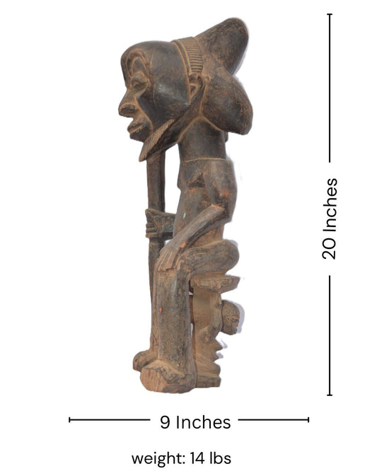 Hemba Chief Statue, African Tribal Sculpture, Handmade Congo Art