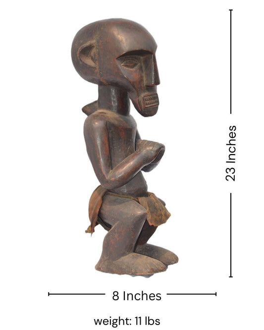 Congo Wooden Statue, African Tribal Sculpture, Handmade Ethnic Art