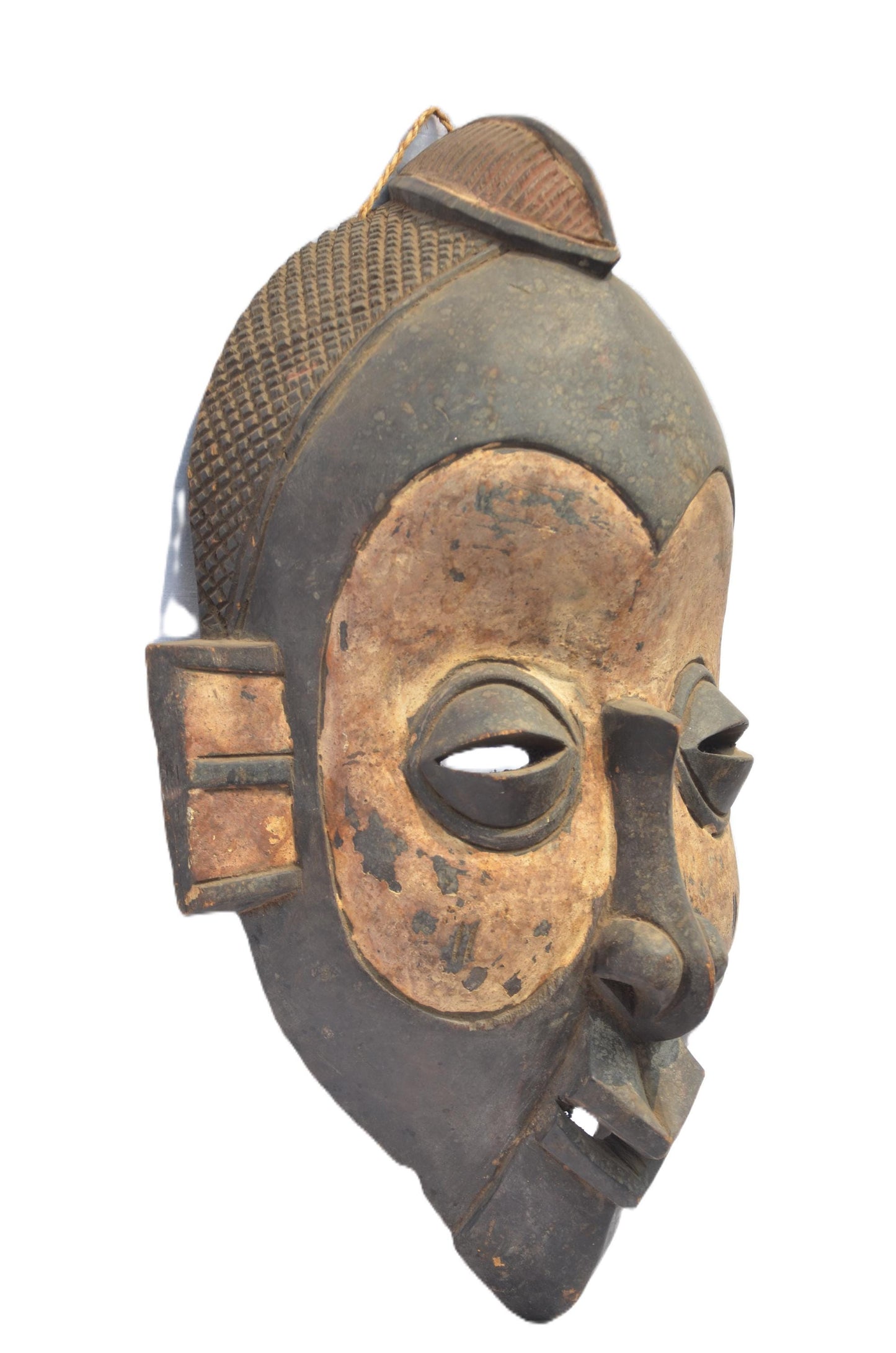 Authentic Yaka Mask – African Tribal Wood Wall Decor – Hand-Carved Congo Art