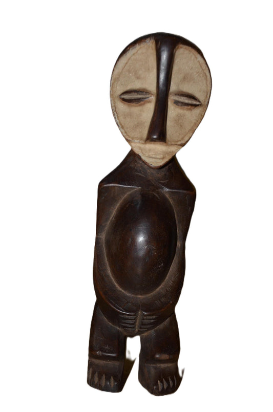 Authentic Lega Statue – Hand-Carved Wood Figure – Congo Bwami Society Art