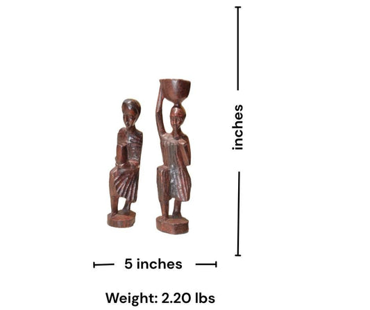 Rwandan King’s Servants Statues – Hand-Carved Wooden Figurines