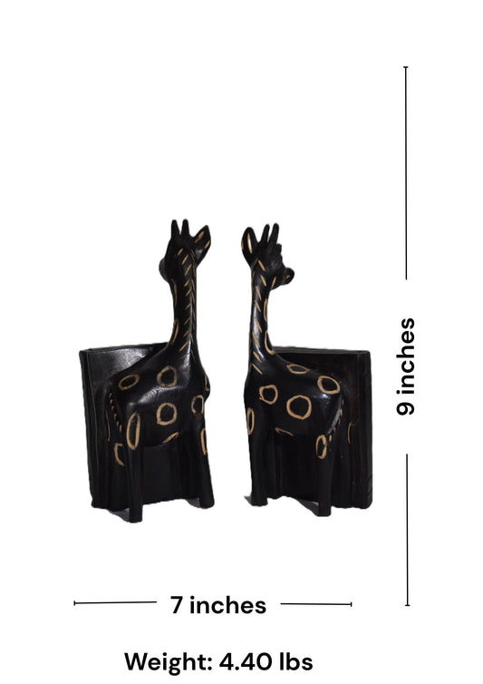 Handcrafted Zebra Bookends – Pair of Wooden Safari Book Holders – Africa Art
