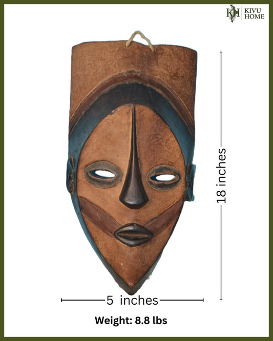 African Balega Lega Mask Tribal Wall Decor Hand Carved Art Modern Housewarming Gift