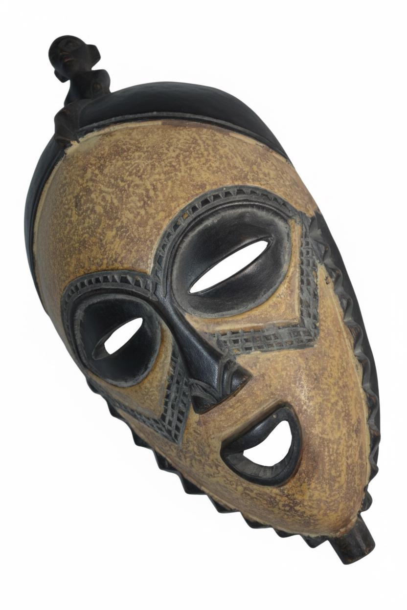 African Wall Decor Fang Ngil Mask, Hand Carved Gabon Tribal Art, Modern Housewarming