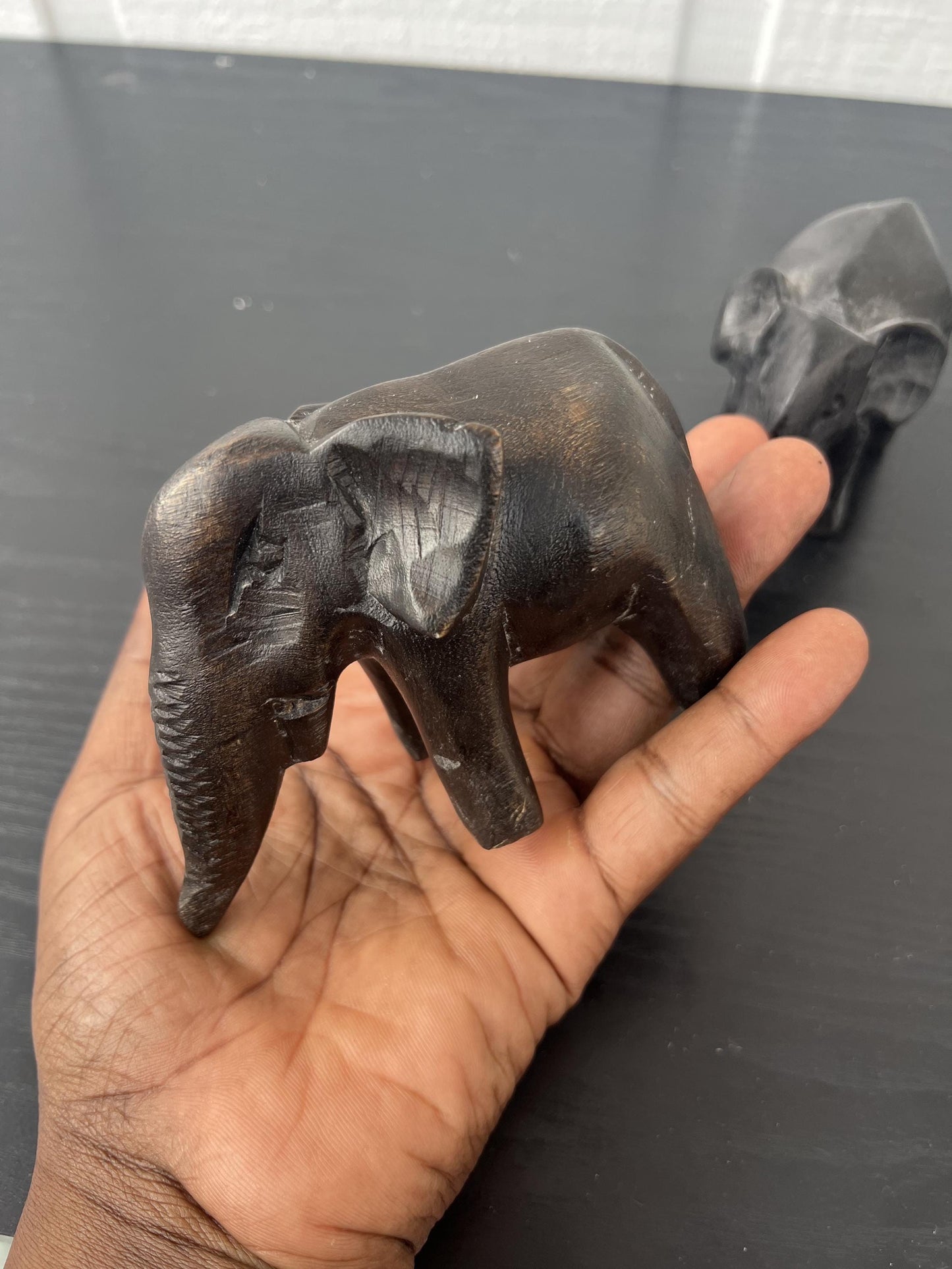 Set of 4 Hand Carved Wooden Elephant Figurines for Lucky Home Decor and Gifts