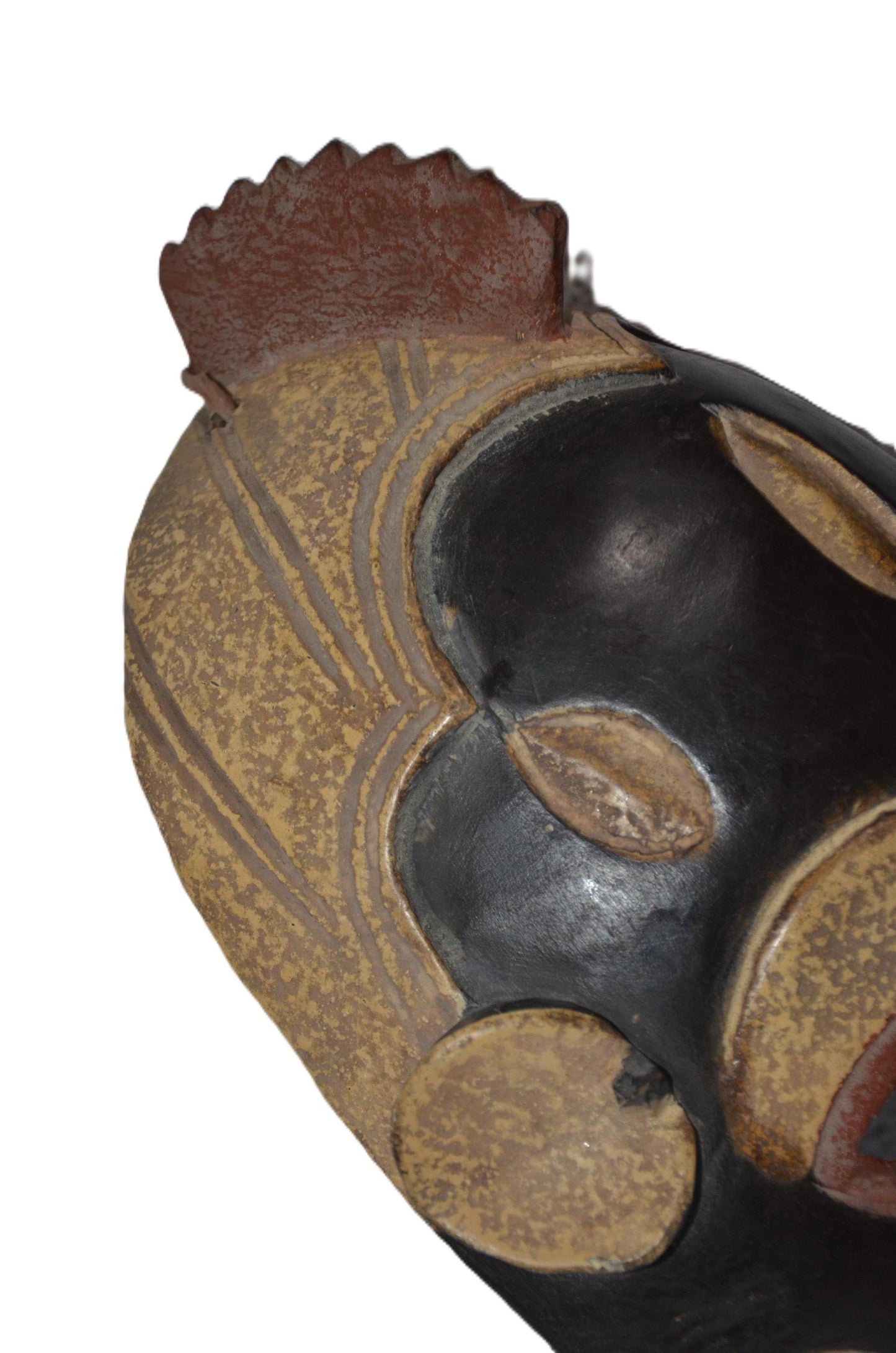 African Pende Mbuya Mask Tribal Wall Decor Hand Carved Wood Housewarming Gift