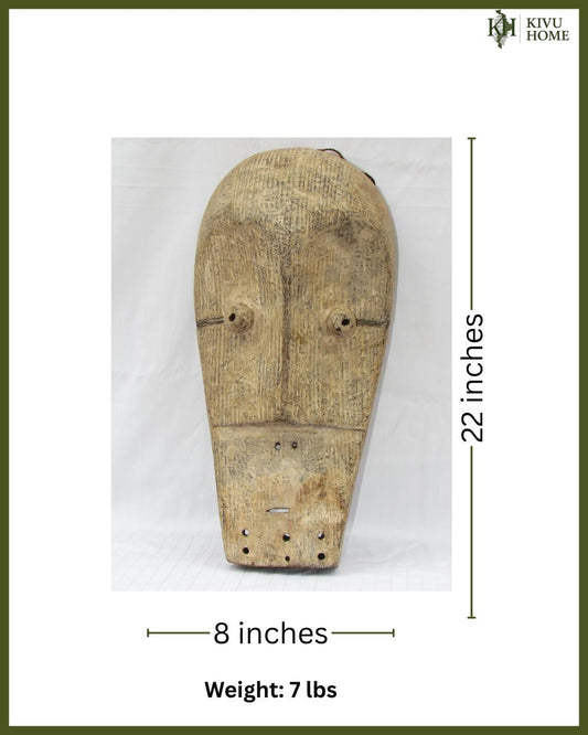 Antique Ngweto Mask – Hand-Carved Wood Wall Decor – Congo African Tribal Art