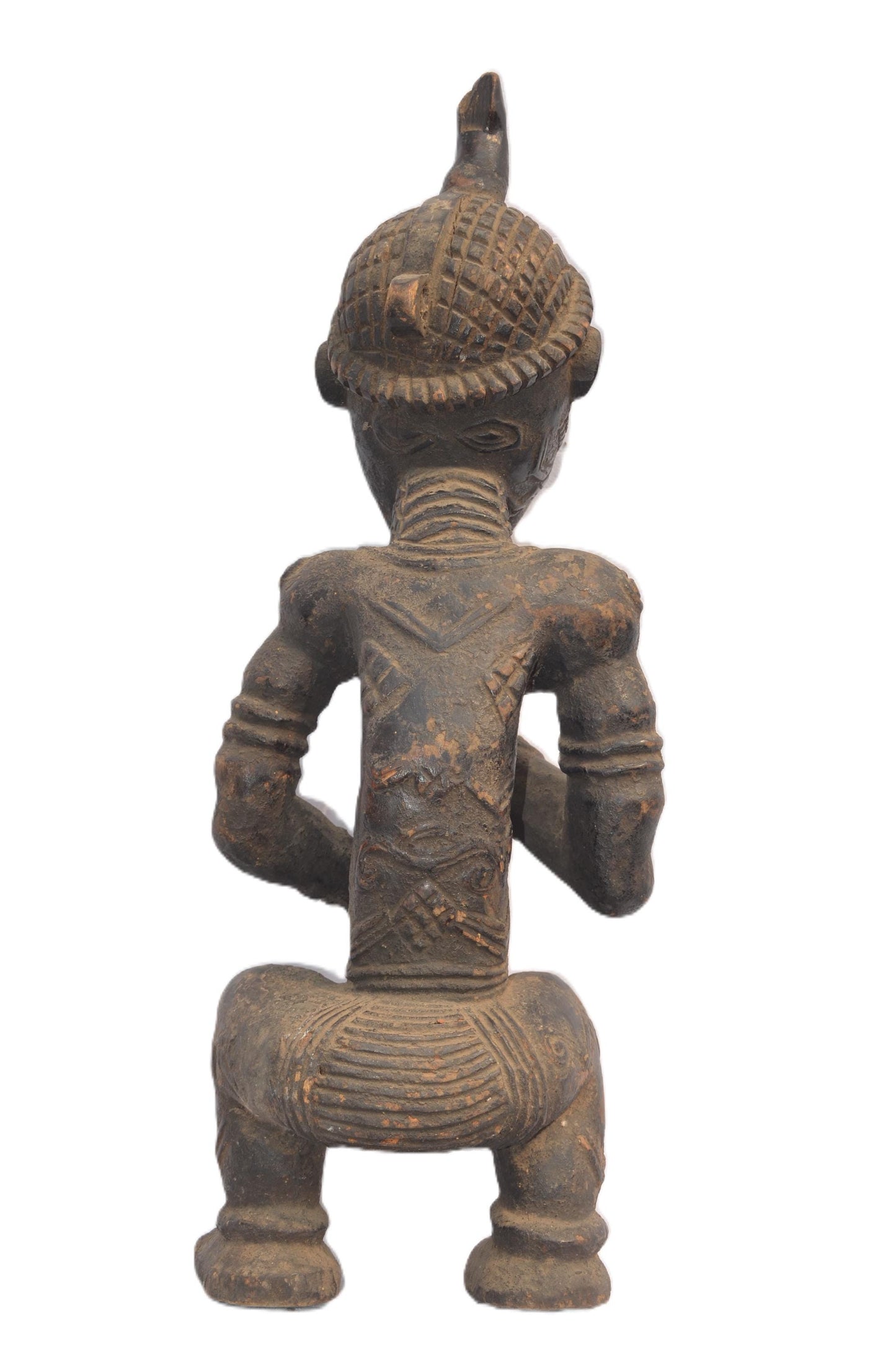 Vintage Lulua Statue – Male Benelulua Drinking Pombe – Congo Wood Carving Art