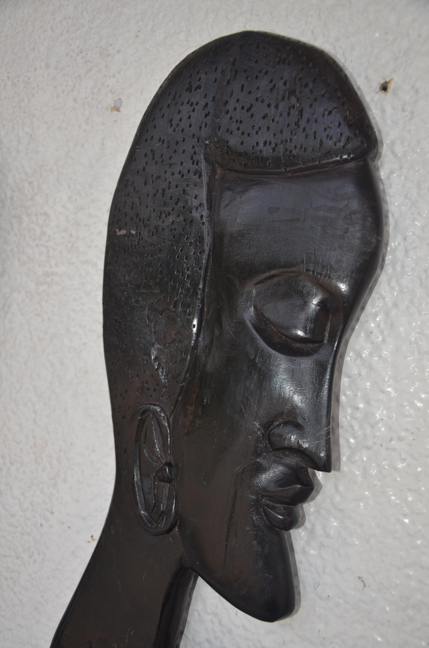 Bungura Head Side Profiles – 21" Rwanda Wood Wall Art – African Couple Set