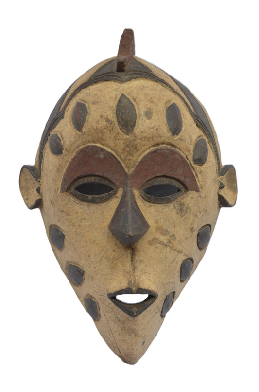 Bakuba Mask – 20" Hand-Carved Wood Wall Art – Congo Kuba Kingdom Tribal Decor