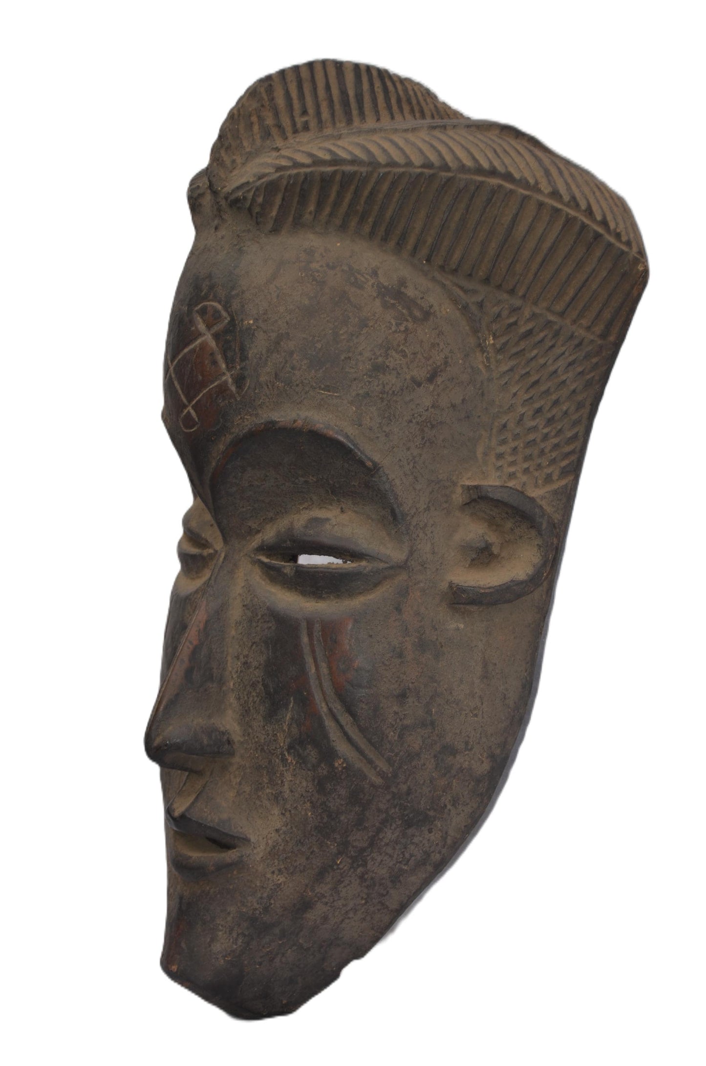 Large Chokwe Mask – 24" Hand-Carved Wood Wall Art – Congo Tribal Decor Art