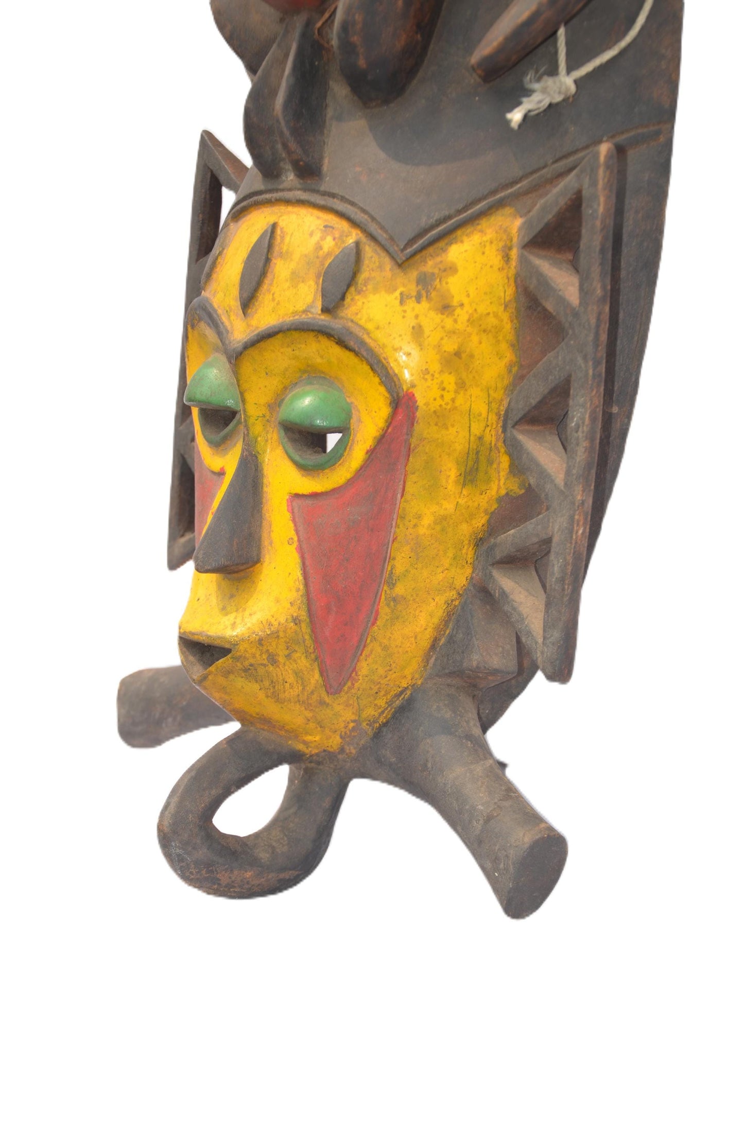 Large Luba Antelope Mask – 26" Polychrome Wood Wall Art – Congo Tribal Sculpture