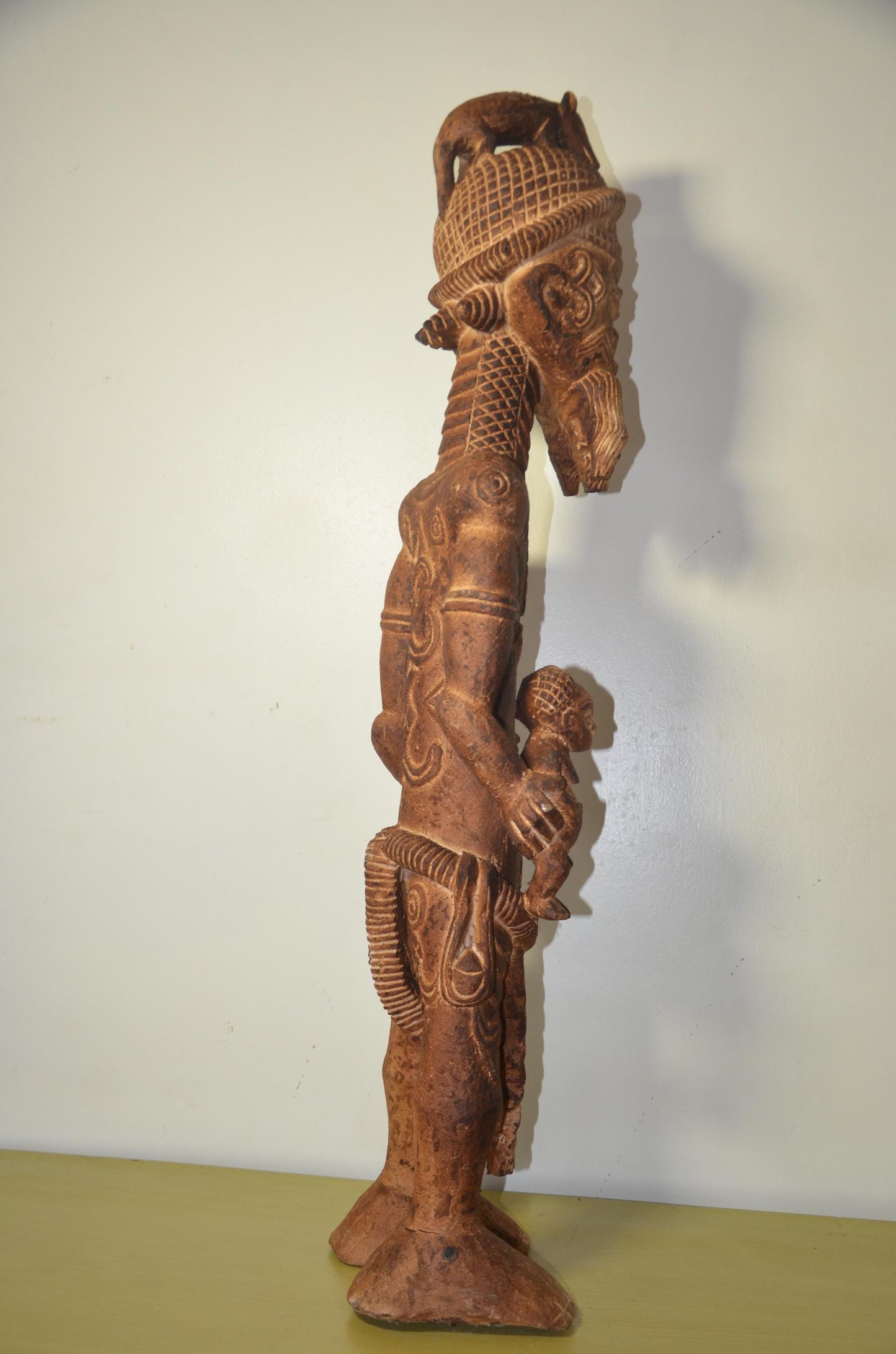 Large Bena Lulua Ancestor Figure – 40" Congo Wood Statue – African Tribal Art