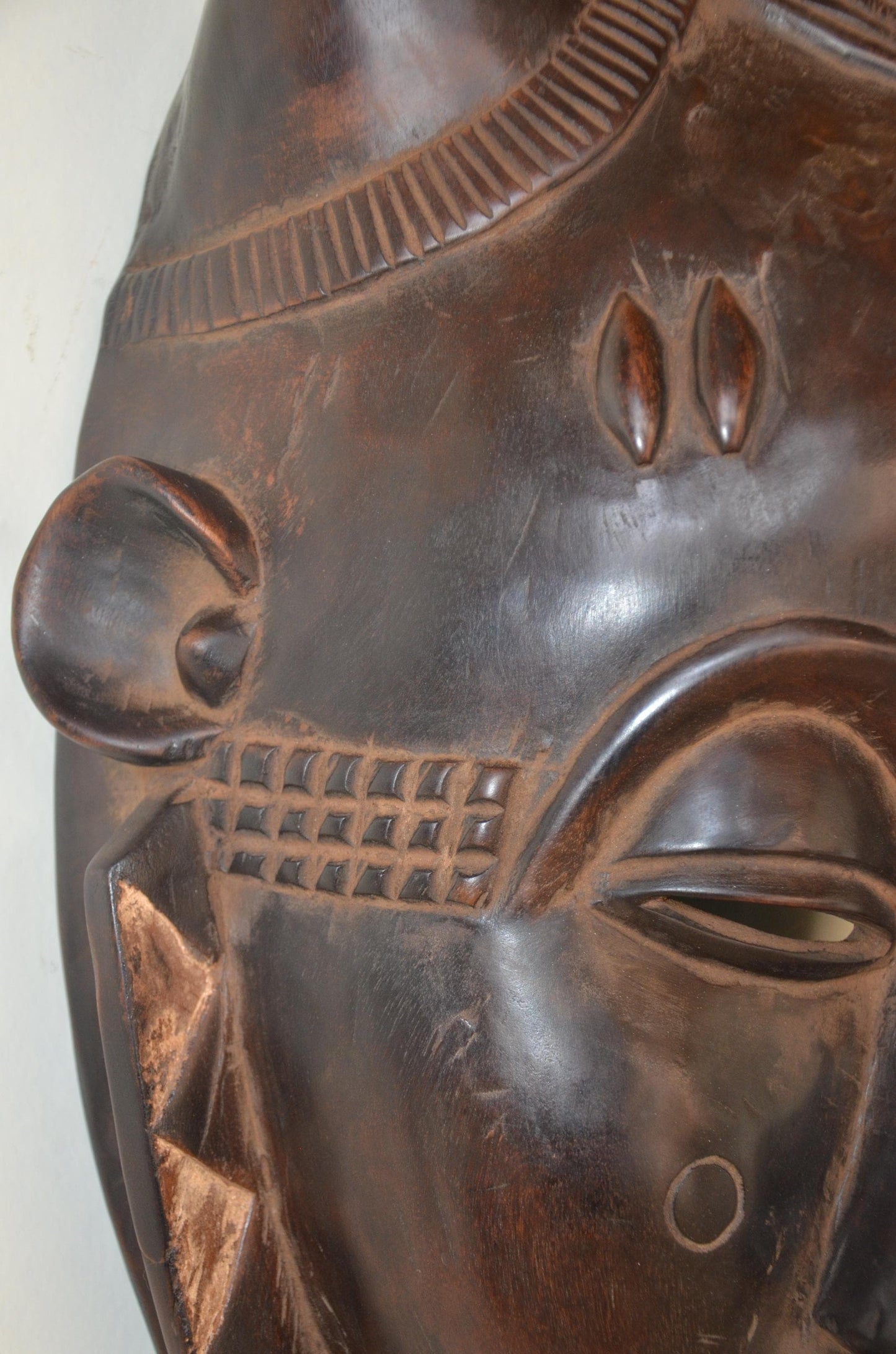 Baule Mblo Mask – 18" Hand-Carved Wood – Ivory Coast Idealized Portrait Art