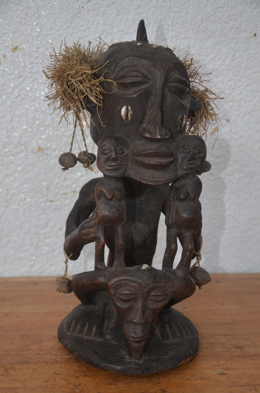 Kimbirigiti Power Figure – 16" Hand-Carved Wood – Congo Tribal Fetish Art