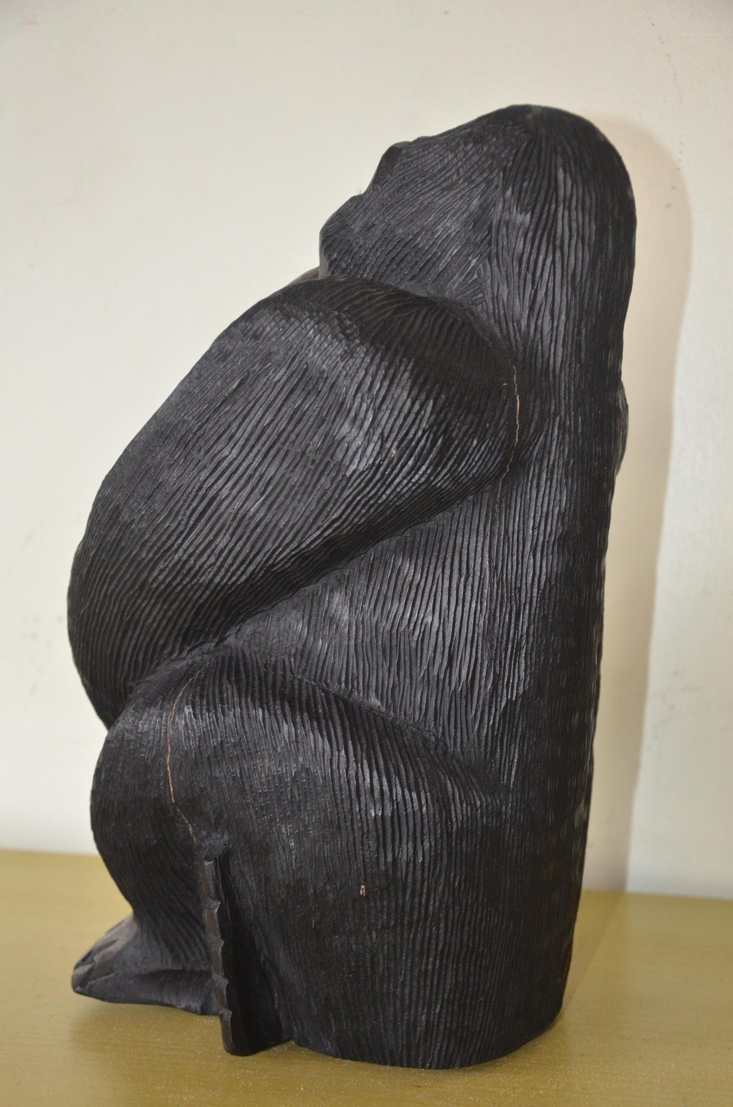 Rwandan Mountain Gorilla – 17" Hand-Carved Wood – Rwanda Silverback Art