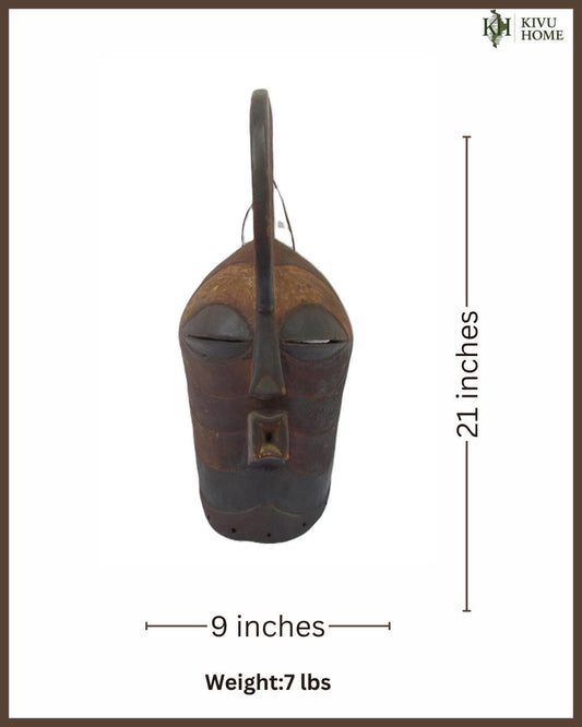 Vintage Songye Kifwebe Wood Mask – 21" Hand-Carved Congo – African Tribal Art