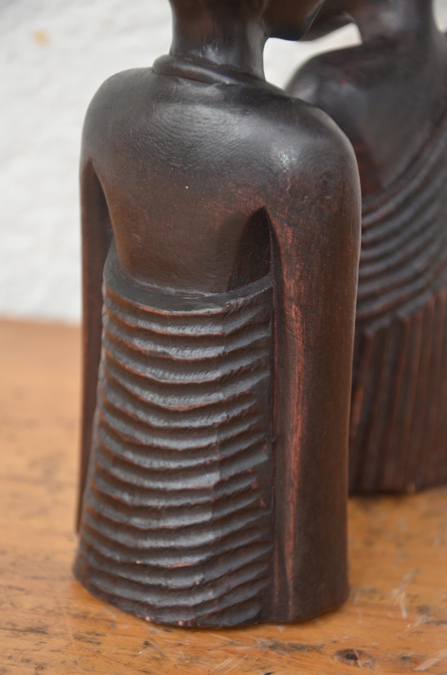 Rwandan Couple Statues – 10" Hand-Carved Wood Set – Traditional Rwanda Art