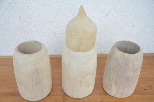 Rwandan Icyansi & Inkongo Milk Set – 3-Piece Hand-Carved Wood – Heritage Art