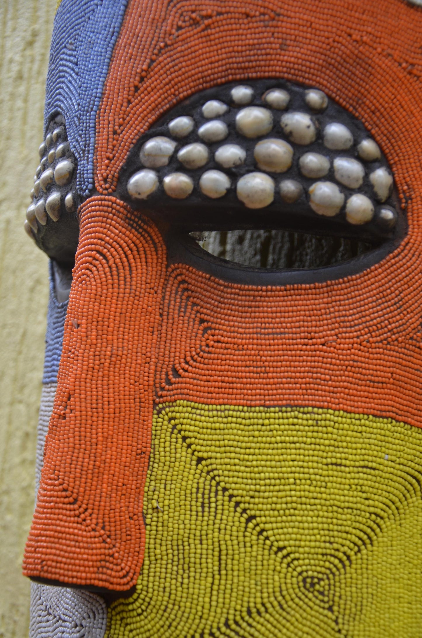 Bamileke Beaded Mask – 23" Handcrafted Cameroon Art – Tribal Wall Sculpture
